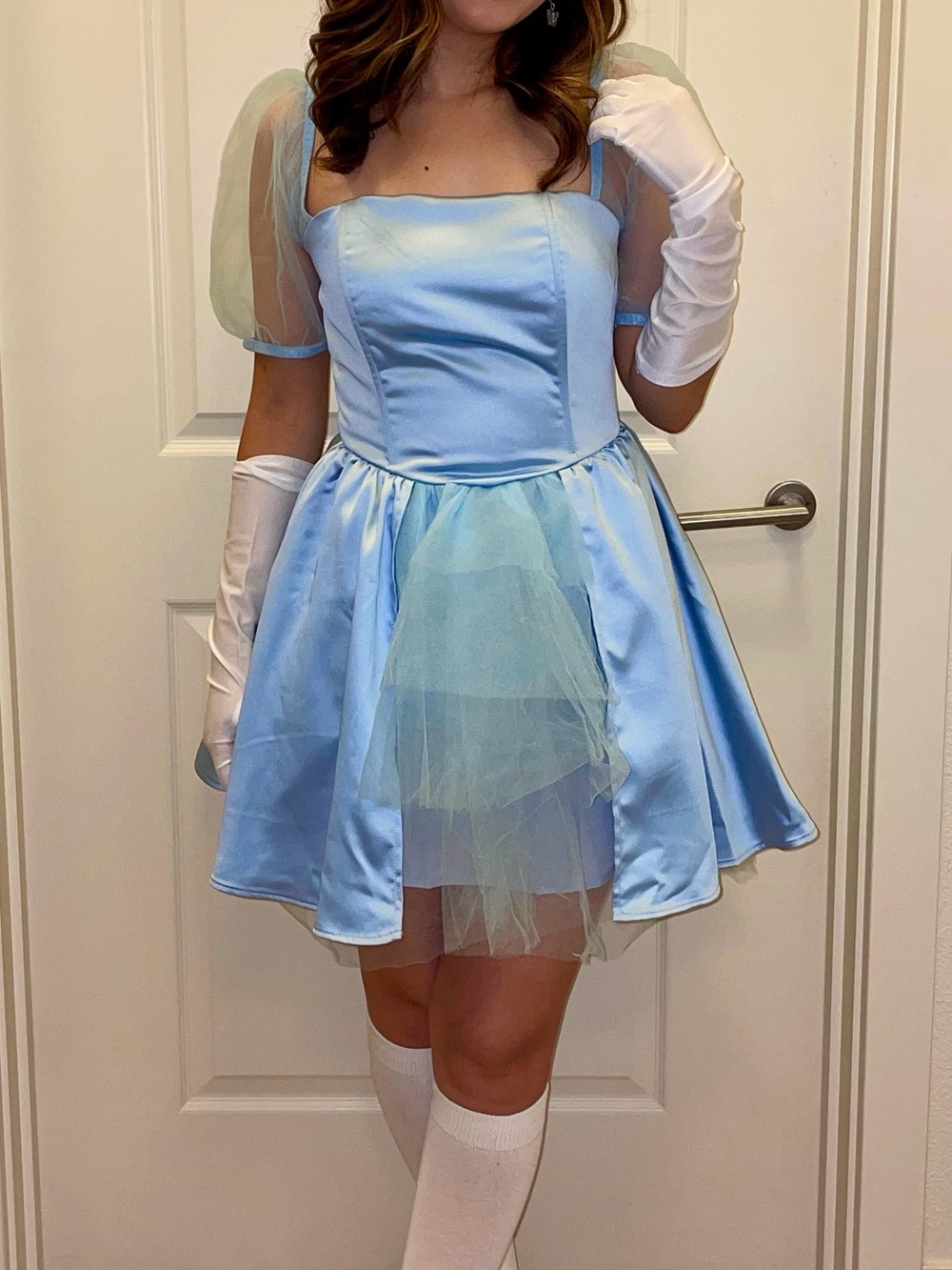 Cinderella Costume Light Blue Satin Dress